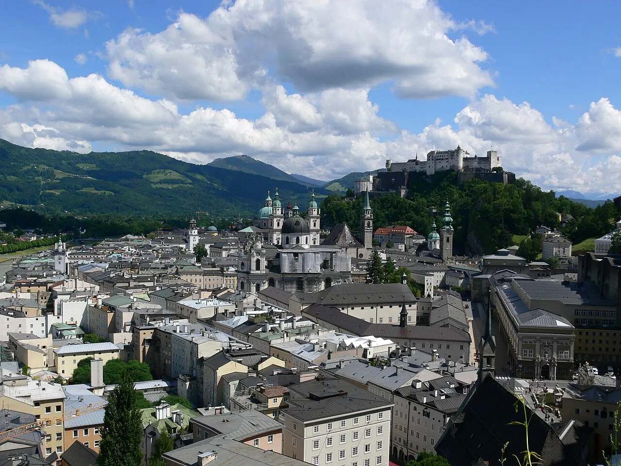 Salzburg old town viewed from the Mönchsberg